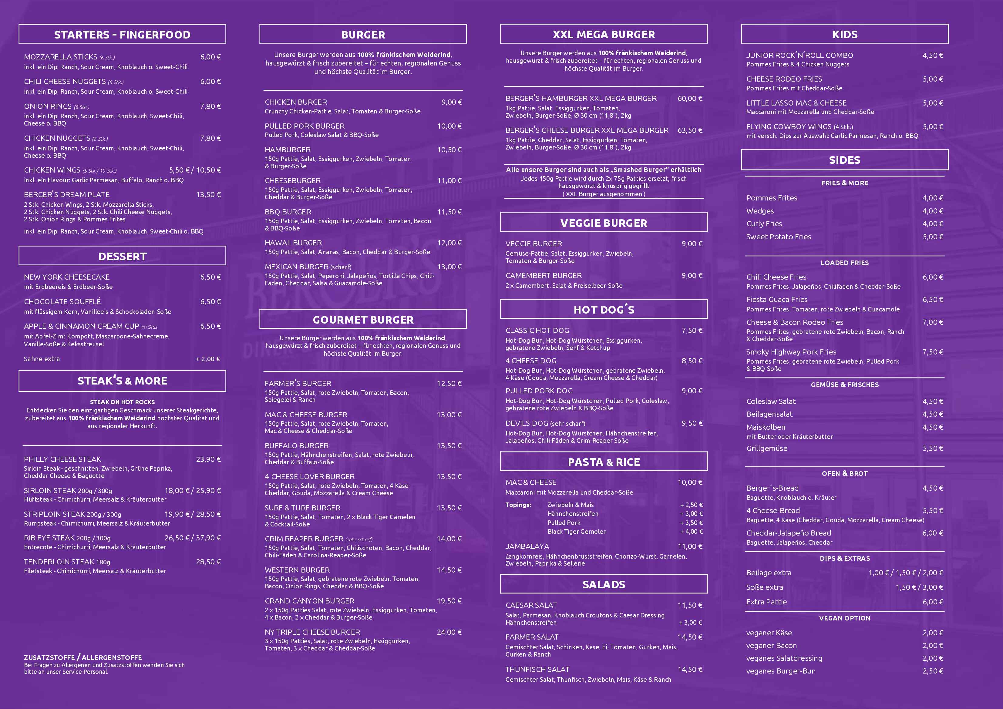 Speisekarte Seite 1