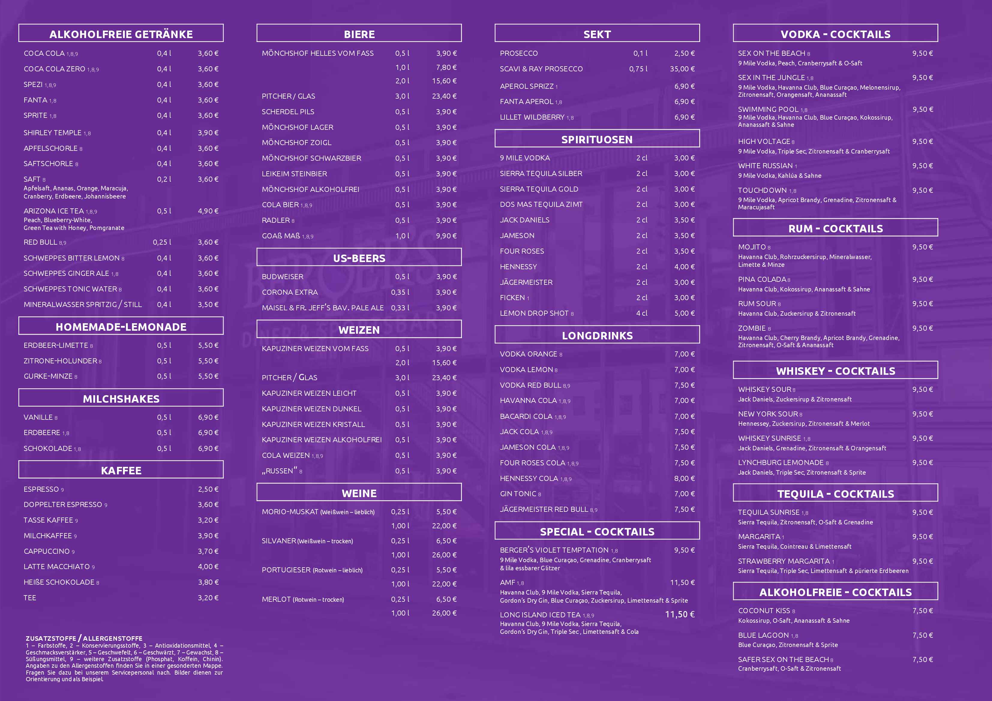 Speisekarte Seite 2